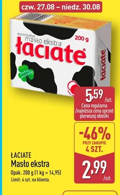 Masło ekstra Łaciate promocja w Aldi