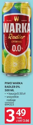 Piwo Warka Radler 0% 500ML promocja w Selgros