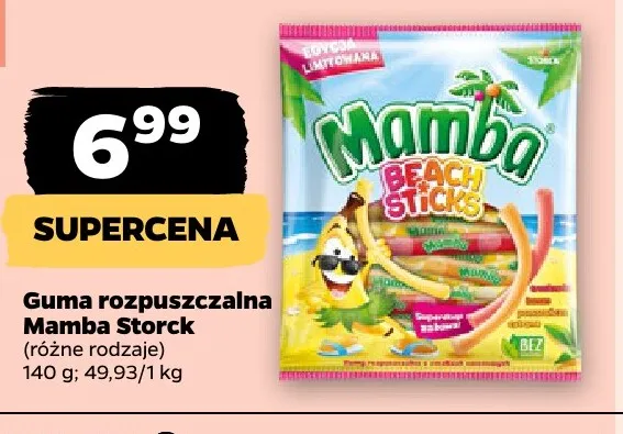 Guma rozpuszczalna Mamba Storck Beach Sticks promocja w Netto