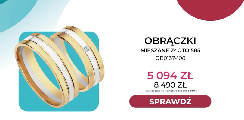 Obrączki mieszane złoto 585 OB0137-108 Briju promocja w Briju
