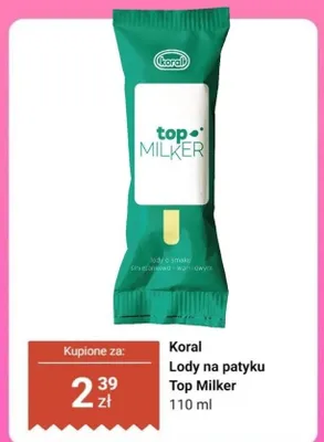 Lody na patyku Top Milker Koral promocja w Dino