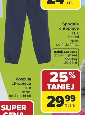 Spodnie chłopięce casual promocja w Carrefour