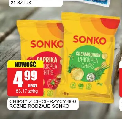 Chipsy z ciecierzycy Sonko Paprika promocja w Bingo