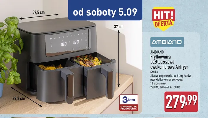 Frytkownica beztłuszczowa dwukomorowa Ambiano promocja w Aldi
