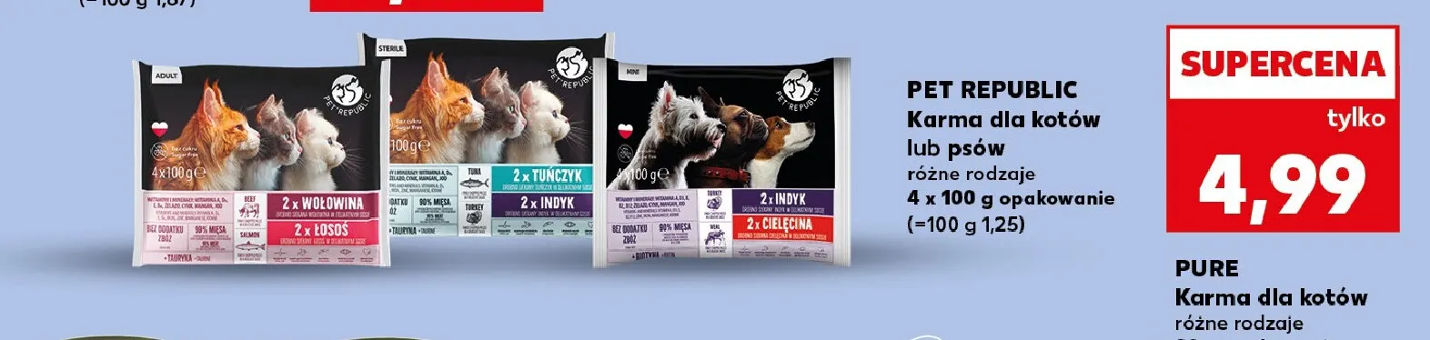 Karma dla kotów sterylizowanych 4-pak 2 x tuńczyk 2 x indyk Pet Republic promocja w Kaufland