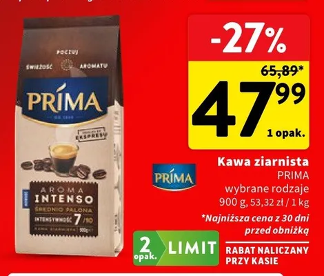 Kawa ziarnista Prima Aroma Intenso wybrane rodzaje promocja w Intermarche