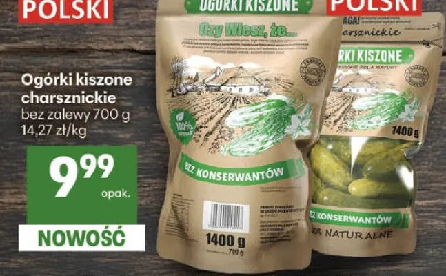 Ogórki kiszone charsznickie bez zalewy promocja w Delikatesy Centrum