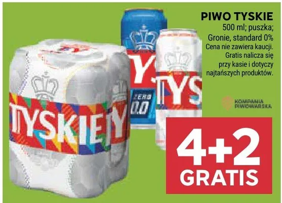 Piwo Tyskie Gronie puszka standard 0% promocja w Stokrotka