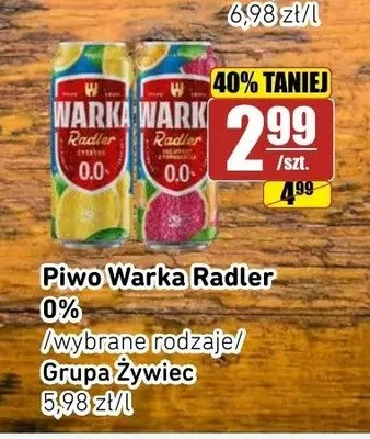 Piwo bezalkoholowe Warka Radler 0% Grejpfrut z Pomarańczą promocja w API Market