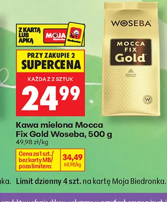 Kawa mielona Mocca Fix Gold Woseba promocja w Biedronka