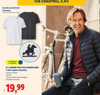 T-shirt męski z bawełną promocja w Lidl
