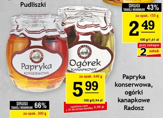 Ogórki kanapkowe Radosz promocja w Gram Market