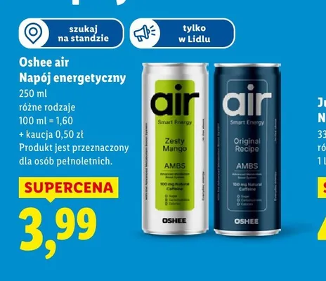 Napój energetyczny Oshee Air promocja w Lidl