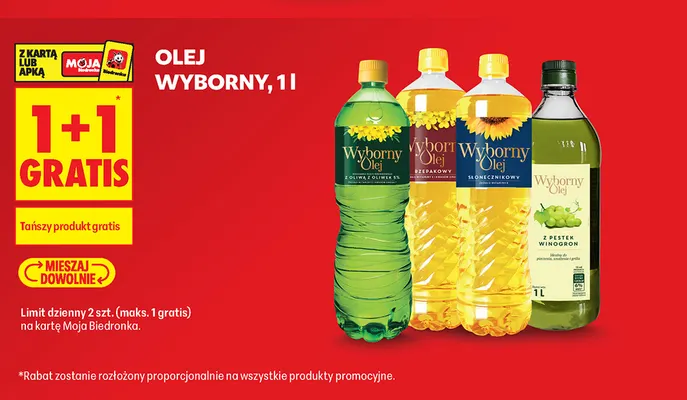 Olej rzepakowy Wyborny z oliwą z oliwek 5% promocja w Biedronka