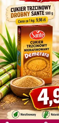 Cukier trzcinowy drobny Sante promocja w emma MARKET