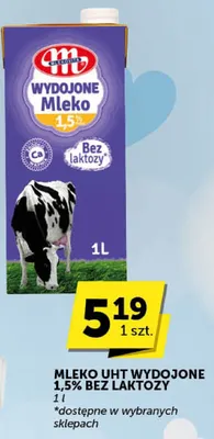 Mleko UHT Wydojone 1,5% bez laktozy 1 l promocja w Groszek