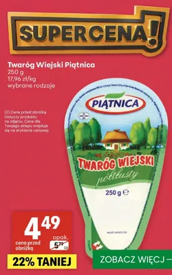 Twaróg Wiejski Piątnica promocja w Delikatesy Centrum