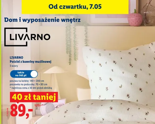 Pościel z bawełny muślinowej Livarno poszwa na kołdrę 140x200cm poszewka na poduszkę 70x80cm promocja w Lidl