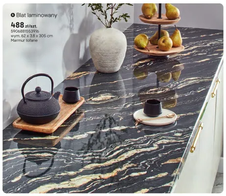 Blat laminowany Marmur tofane 62x3,8x305cm promocja w Castorama