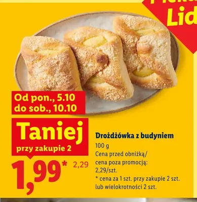 Drożdżówka z budyniem Piekarnia Lidla promocja w Lidl