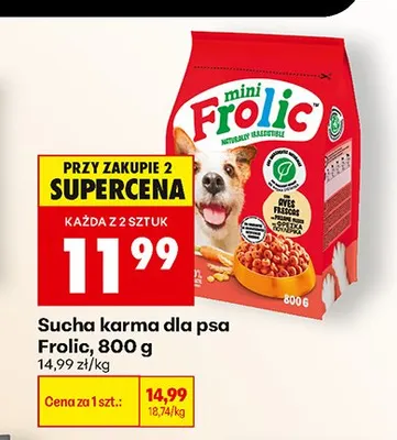 Sucha karma dla psa Frolic promocja w Biedronka