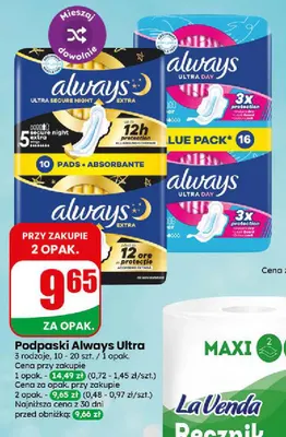 Podpaski Always Ultra promocja w Dino