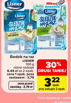 Śledzik na raz w sosie śmietanowym Lisner promocja w Carrefour