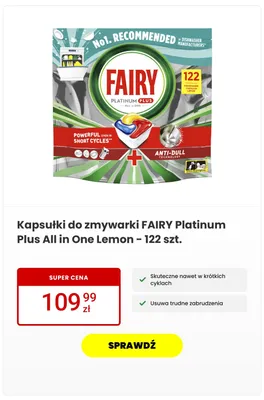 Kapsułki do zmywarki Fairy Platinum Plus All in One Lemon promocja w Media Expert