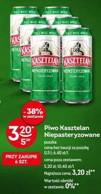 Piwo Kasztelan Niepasteryzowane promocja w Żabka