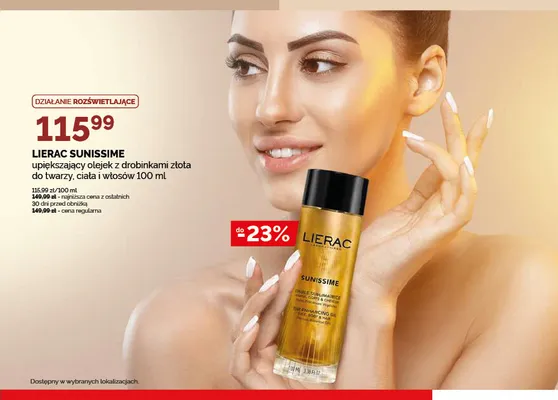 Upiększający olejek Lierac Sunissime z drobinkami złota do twarzy ciała i włosów promocja w Ziko Dermo