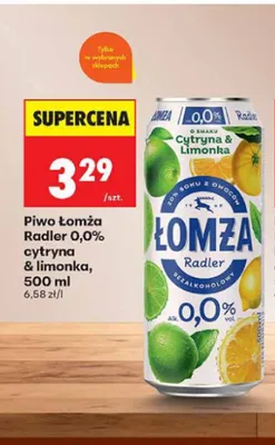 Piwo bezalkoholowe Łomża Radler 0,0% cytryna & limonka promocja w Biedronka