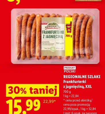 Frankfurterki z jagnięciną Regionalne Szlaki XXL promocja w Lidl