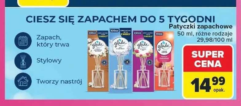 Patyczki zapachowe Glade - wariant pomarańczowy promocja w Carrefour
