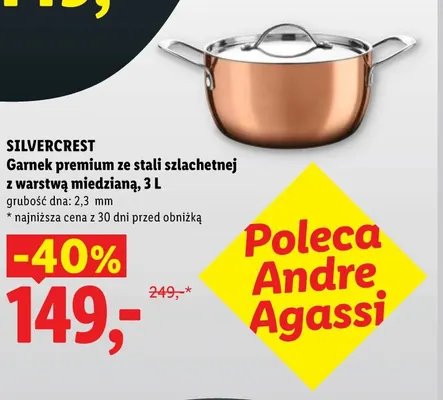 Garnek premium ze stali szlachetnej z warstwą miedzianą 3 l Silvercrest promocja w Lidl