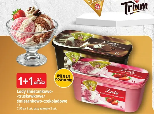 Lody śmietankowo-truskawkowe Eskiss promocja w Leclerc