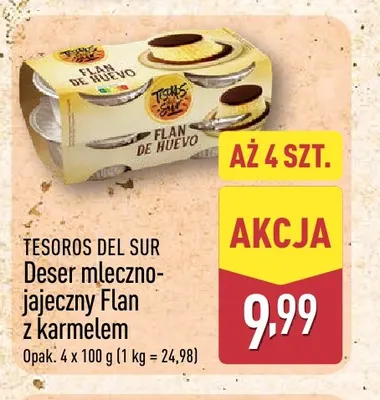 Deser mleczno-jajeczny Flan z karmelem 4-pak Tesoros del Sur promocja w Aldi