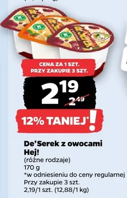De'Serek z owocami różne rodzaje promocja w Netto