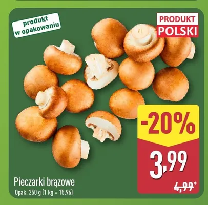 Pieczarki brązowe polskie promocja w Aldi