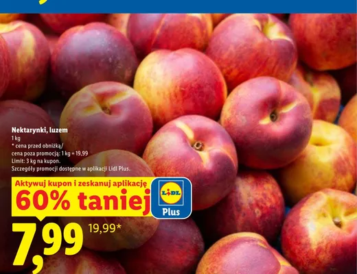 Nektarynki luzem promocja w Lidl