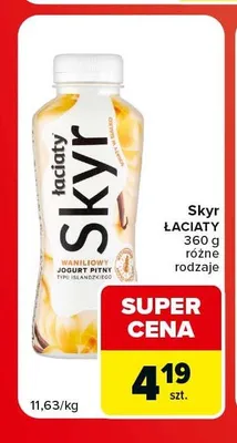 Jogurt pitny Skyr Łaciaty promocja w Carrefour Market