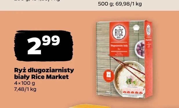 Ryż długoziarnisty biały Rice Market 4-pak 100g promocja w Netto