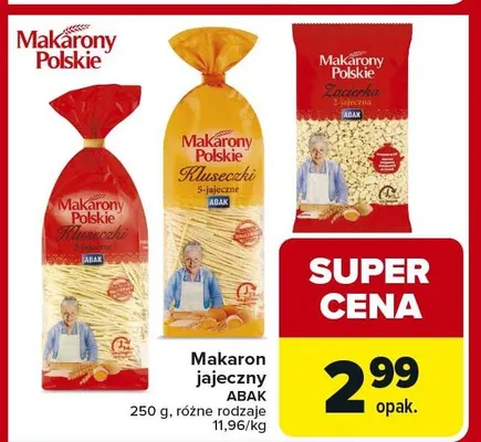 Makaron jajeczny ABAK promocja w Carrefour