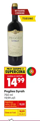 Wino czerwone wytrawne pegões syrah promocja w Biedronka