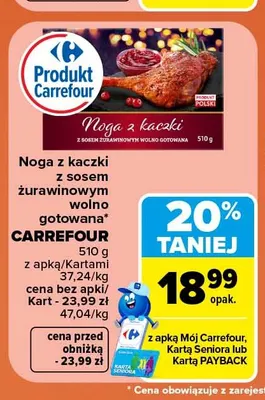 Noga z kaczki z sosem żurawinowym wolno gotowana Carrefour promocja w Carrefour