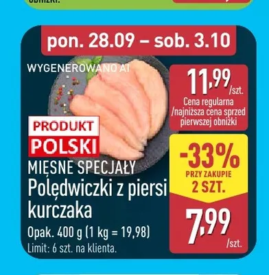 Polędwiczki z piersi kurczaka Mięsne Specjały promocja w Aldi