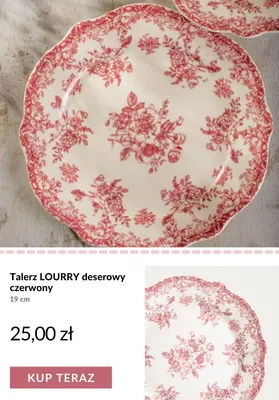Talerz deserowy Lourry czerwony promocja w Homla