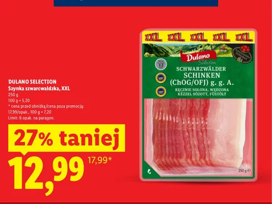 Szynka szwarcwaldzka Dulano Selection XXL promocja w Lidl