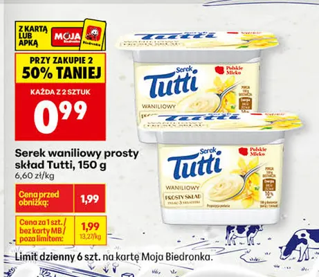 Serek waniliowy prosty skład Tutti promocja w Biedronka