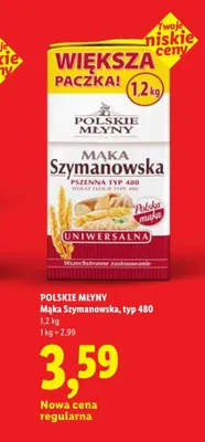 Mąka Szymanowska typ 480 Polskie Młyny promocja w Lidl