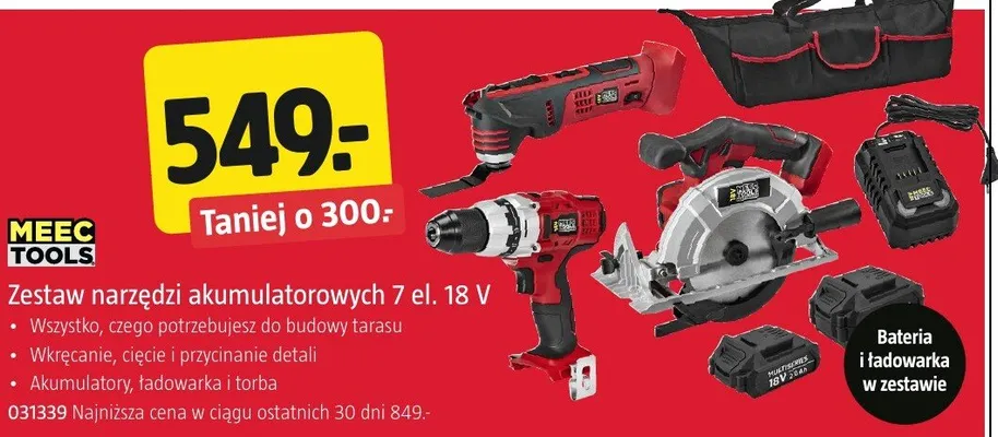 Zestaw narzędzi akumulatorowych Meec Tools 7 el. 18V promocja w Jula